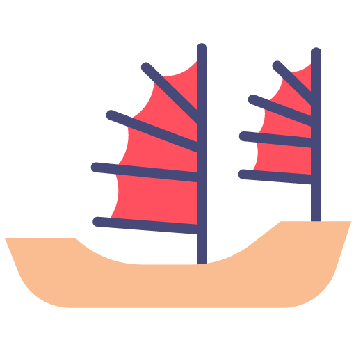 icono de barco color rojo